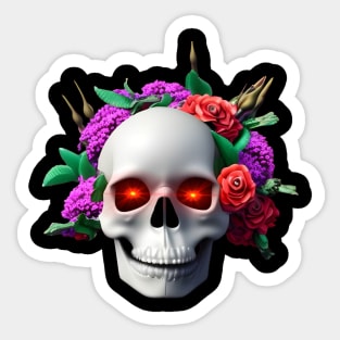 skull flowers Sticker